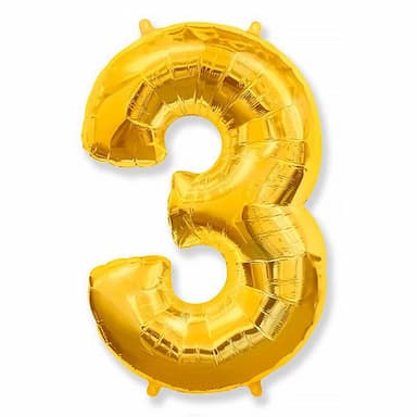 Фольгированная фигура "Цифра 3" золотого цвета