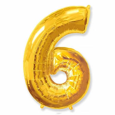 Фольгированная фигура "Цифра 6" золотого цвета