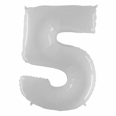 Фольгированная фигура Цифра 5 белого цвета